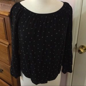 Black Floral Printed Top with Bell Sleeves!